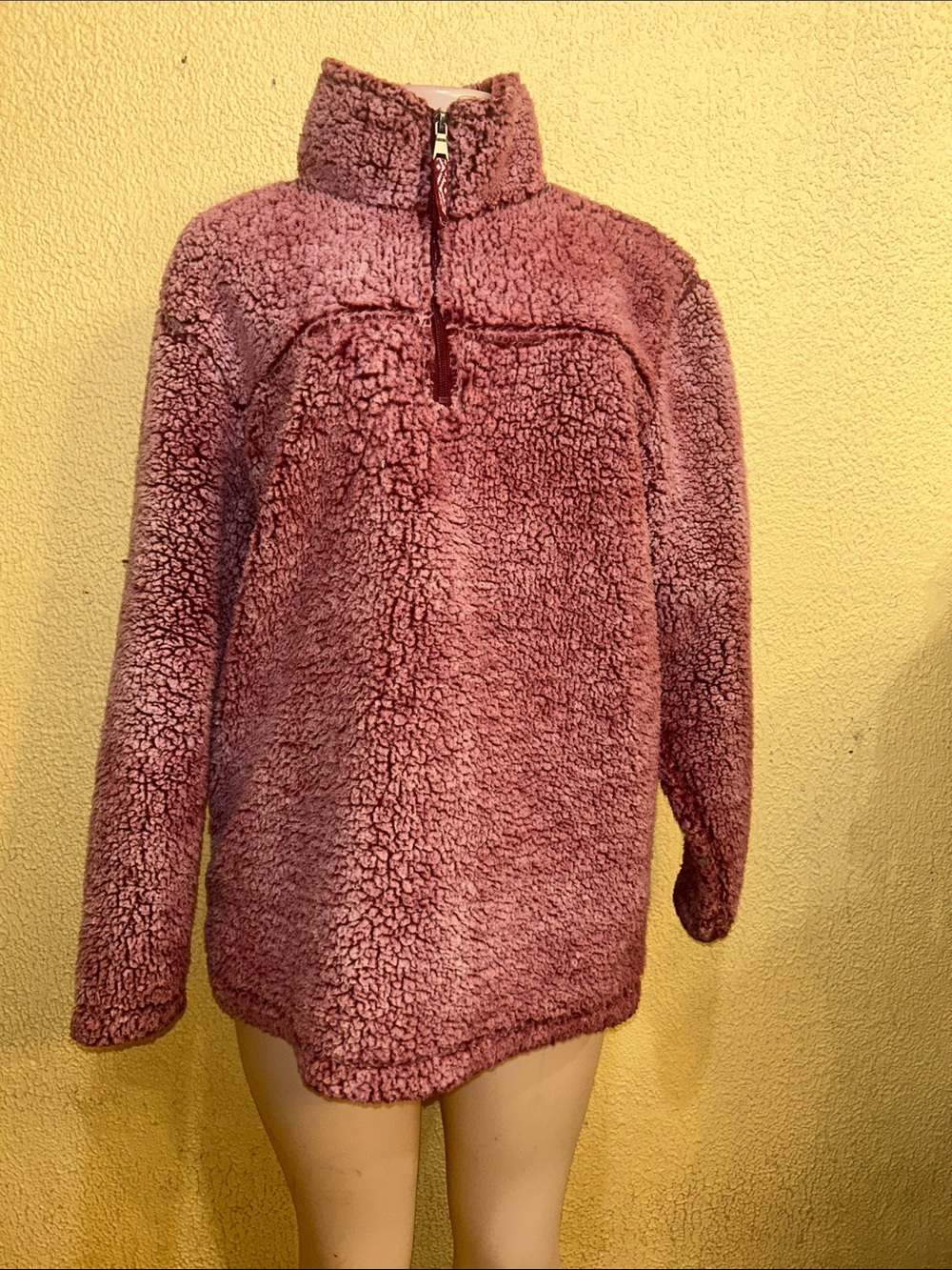 boxercraft Half-Zip Teddy Jacket in Mauve Pink